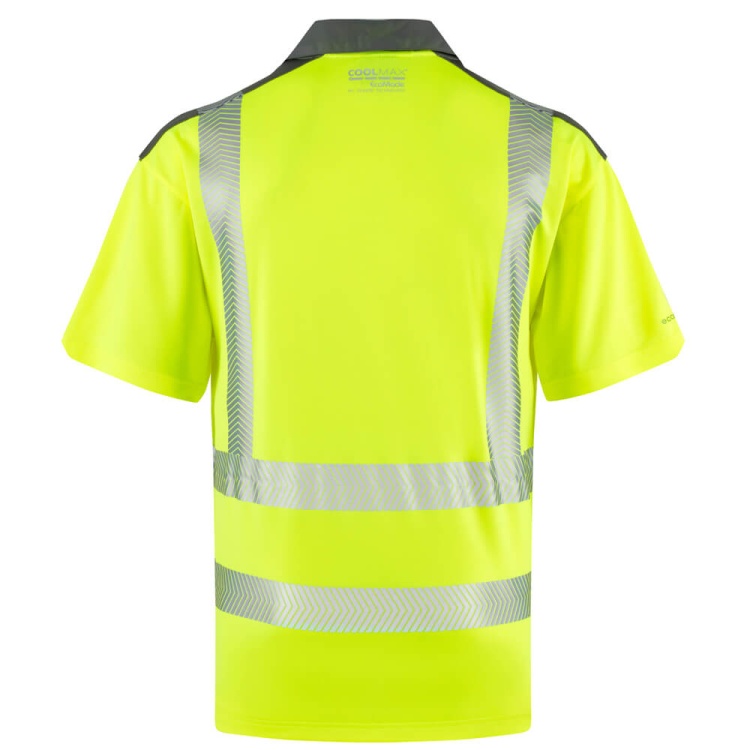 Leo Workwear P12-Y-LEO Trimstone EcoViz Coolmax High Performance Polo Shirt Yellow